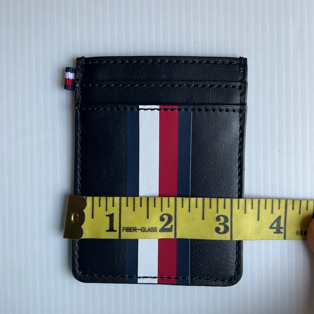 Tommy Hilfiger Elegant Navy Blue and Red Striped Key Card Holder